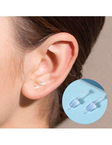 Juego de 100 Pendientes Transparentes Sorcristy para Oídos Sensibles