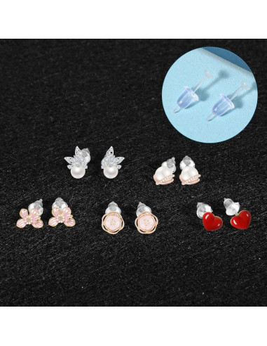 Juego de 100 Pendientes Transparentes Sorcristy para Oídos Sensibles