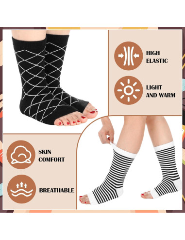 Calcetines de Pedicura Sin Dedos Janmercy - 12 Pares Algodón