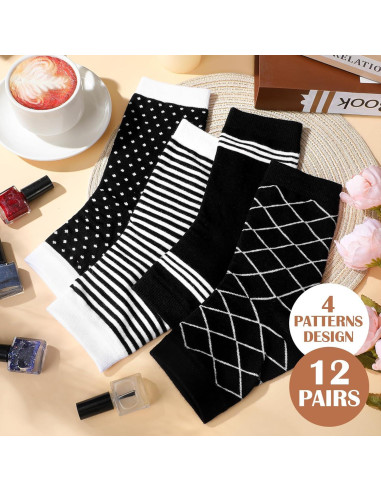 Calcetines de Pedicura Sin Dedos Janmercy - 12 Pares Algodón