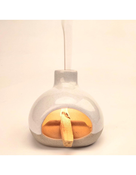 Quemador de Incienso Cerámico GRAMSTORMAX Blanco 10.8x10.7cm