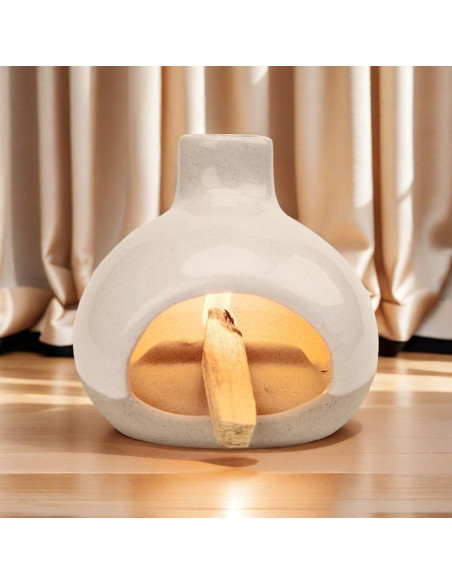 Quemador de Incienso Cerámico GRAMSTORMAX Blanco 10.8x10.7cm