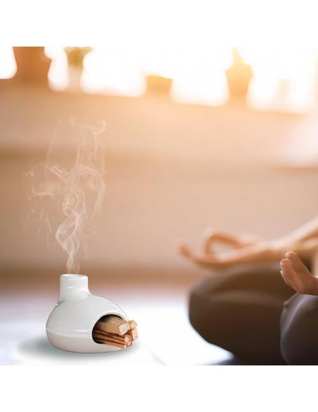 Quemador de Incienso Cerámico GRAMSTORMAX Blanco 10.8x10.7cm