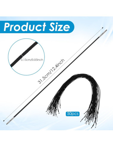 Cuerdas Elásticas XLIUAX 50Pcs 31.5cm con Ganchos Metal Negro