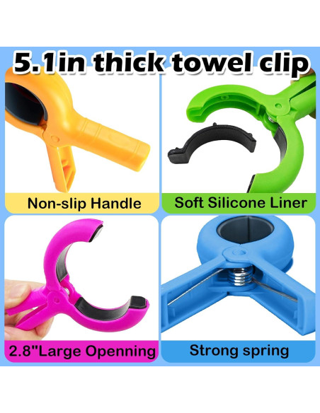 Clips de Toalla de Playa Zyluria 5.1" Extra Grandes 10 Piezas