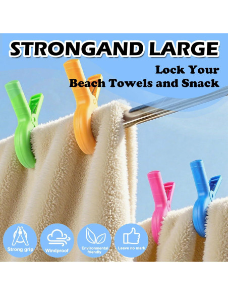 Clips de Toalla de Playa Zyluria 5.1" Extra Grandes 10 Piezas