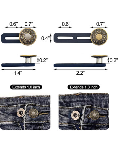 Extensores de Cintura HeartfeltYIre 6pcs para Jeans Unisex