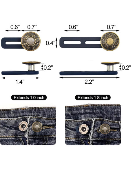 Extensores de Cintura HeartfeltYIre 6pcs para Jeans Unisex