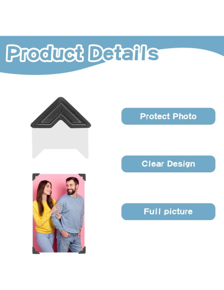 240 Esquinas de Foto Negras Autoadhesivas Abeillo 2x2cm