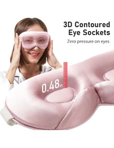 Máscara de Sueño 3D de Seda Morera LitBear - Ajustable, Rosa 2