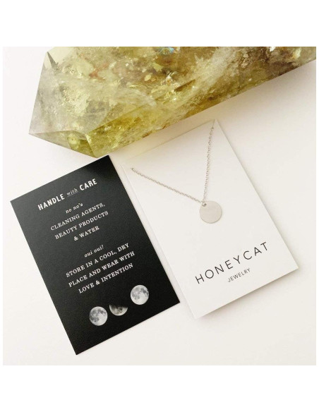 Collar minimalista HONEYCAT con colgante disco en plata