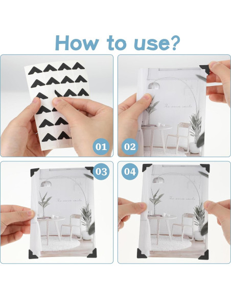 240 Esquinas de Foto Negras Autoadhesivas Abeillo 2x2cm