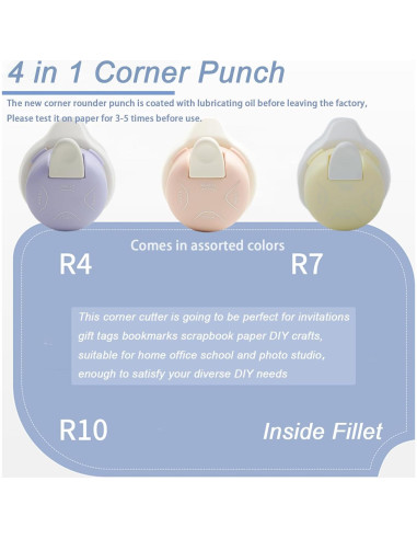Troquelador de esquinas 4 en 1 PRENDI - Púrpura, 4 tamaños