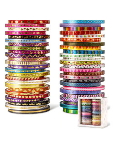 Set de 50 Rollos de Cinta Washi Delgada emmoLife 3mm con Foil Dorado
