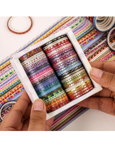 Set de 50 Rollos de Cinta Washi Delgada emmoLife 3mm con Foil Dorado 2