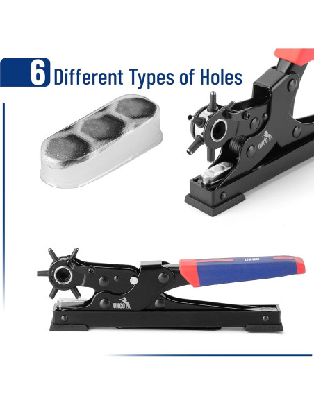 Perforadora de cuero UNCO con 6 tamaños intercambiables