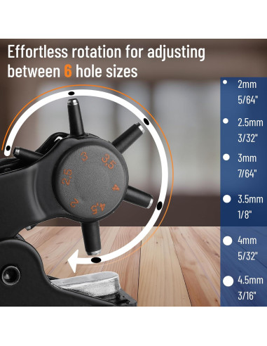 Perforadora de cuero UNCO con 6 tamaños intercambiables