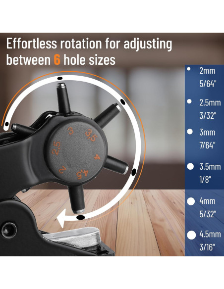 Perforadora de cuero UNCO con 6 tamaños intercambiables