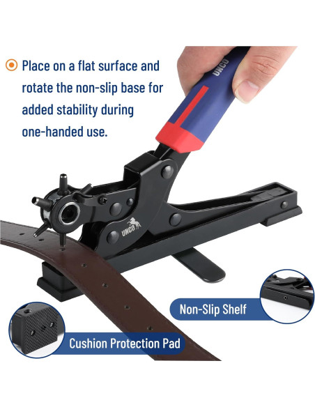 Perforadora de cuero UNCO con 6 tamaños intercambiables