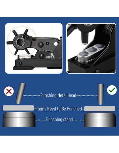 Perforadora de cuero UNCO con 6 tamaños intercambiables