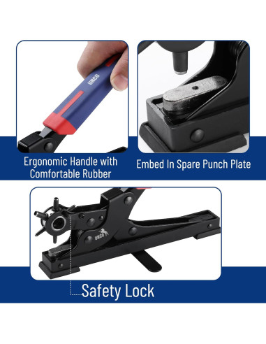 Perforadora de cuero UNCO con 6 tamaños intercambiables