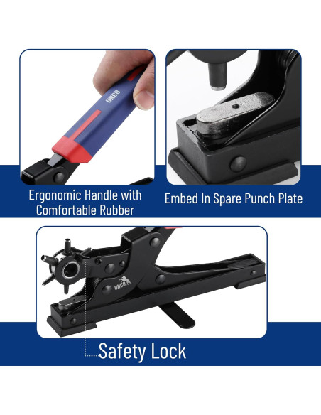 Perforadora de cuero UNCO con 6 tamaños intercambiables