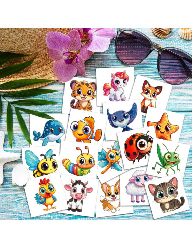 Tatuajes Temporales JCFIRE para Niños - 102 Estilos Animales