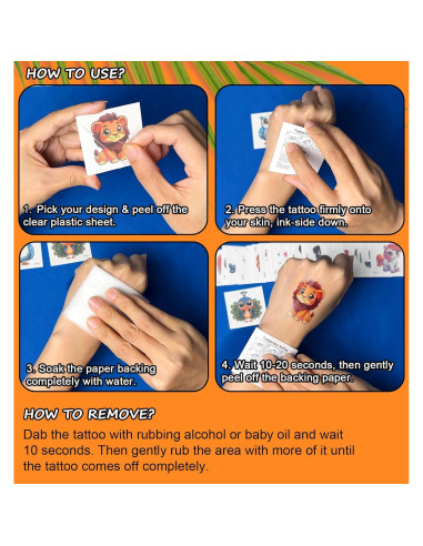 Tatuajes Temporales JCFIRE para Niños - 102 Estilos Animales