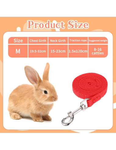 Set Arnés y Correa Ajustable Tweruna para Conejos Tamaño M