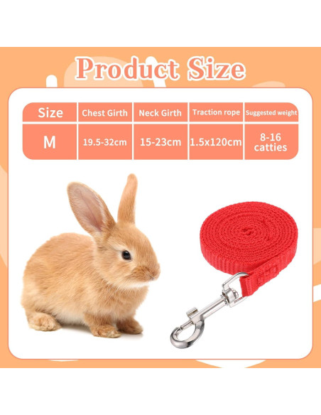 Set Arnés y Correa Ajustable Tweruna para Conejos Tamaño M