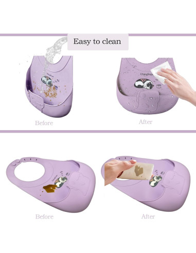 Baberos de Silicona Ajustables para Bebés - Suaves y Impermeables