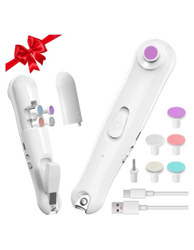 Cortador de Uñas Eléctrico YABORAS con Luz LED y 6 Cabezas