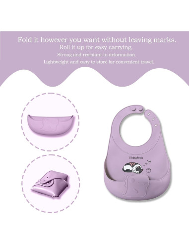 Baberos de Silicona Ajustables para Bebés - Suaves y Impermeables