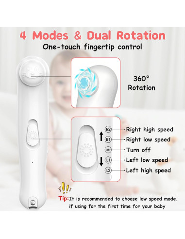 Cortador de Uñas Eléctrico YABORAS con Luz LED y 6 Cabezas