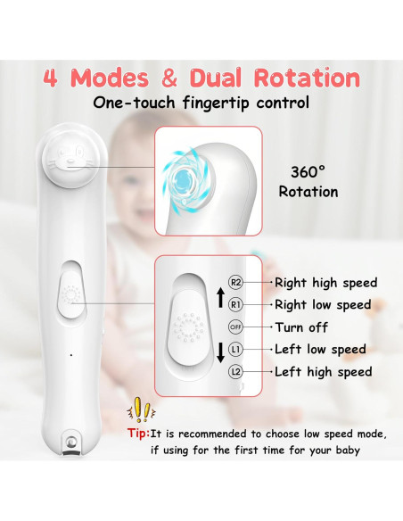 Cortador de Uñas Eléctrico YABORAS con Luz LED y 6 Cabezas