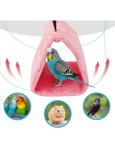 Hamaca Colgante para Aves HOKABLE Rosa 23x17 cm Cama Suave 2