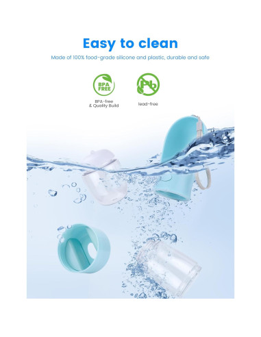 Botella de Agua para Perros HOUSHOPE 3 en 1 Azul 368.5ml