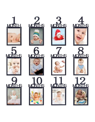 Guirnalda de Fotos Primer Cumpleaños Bebé ANGEL Q HOUSE 12 Meses