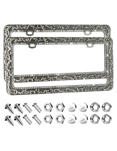 Marco de Placa de Matrícula Valor 2 Agujeros Zinc Plata Retro