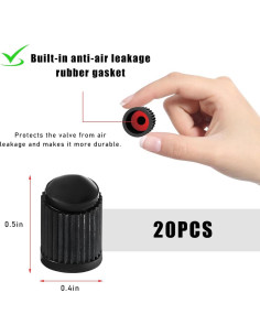 20 Tapones de Válvula de Neumático Wevdn - Ajuste Universal Negro 2