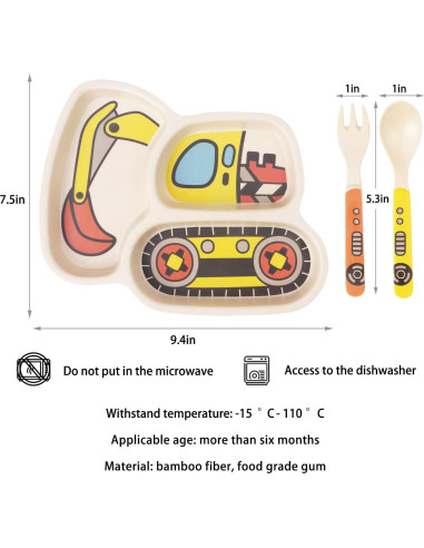 Juego de Platos para Niños Nohlerlife - 12 Piezas Divertidas