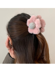 Clip de Pelo de Flor Rosa TUCEWP - Mediano para Cabello Fino y Grueso 2