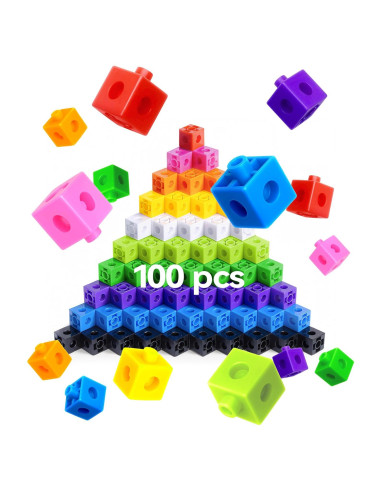 Cubos de Matemáticas Enlazados Dotimo 100 PCS para Niños 3-8 Años