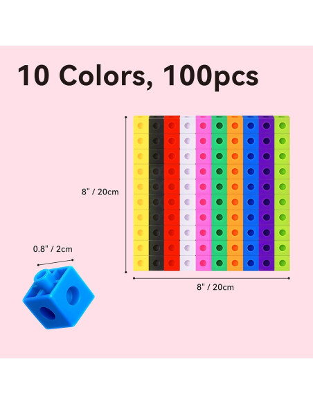 Cubos de Matemáticas Enlazados Dotimo 100 PCS para Niños 3-8 Años