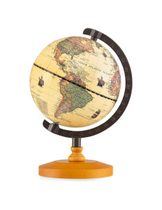 Globo Terráqueo Mini Vintage 15.24 cm con Base de Madera