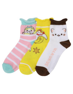 Calcetines Crew para Mujeres Bananya - 3 Pares Coloridos