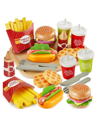 Set de Comida de Juego de Madera Buyger Hamburguesa 24.3x13.3cm
