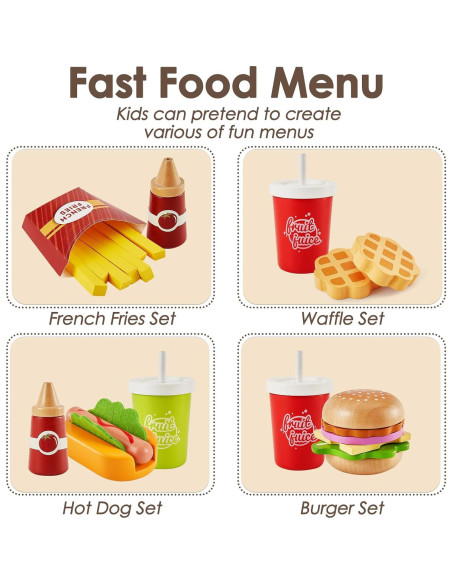 Set de Comida de Juego de Madera Buyger Hamburguesa 24.3x13.3cm