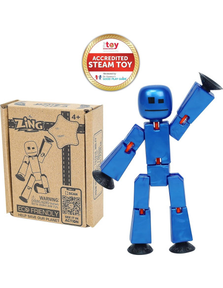 StikBot Zing Azul Metálico - Figura de Acción Stop Motion