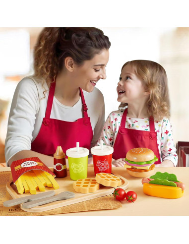 Set de Comida de Juego de Madera Buyger Hamburguesa 24.3x13.3cm